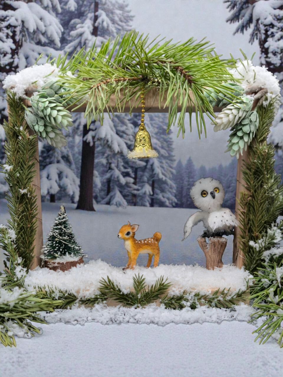 Вязаный оленёнок и совушка