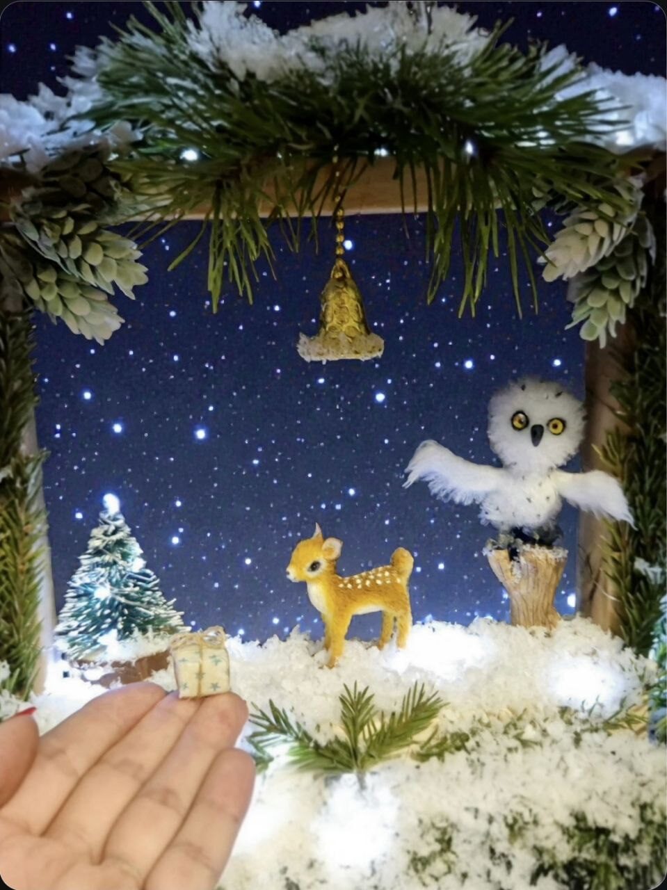 Вязаный оленёнок и совушка