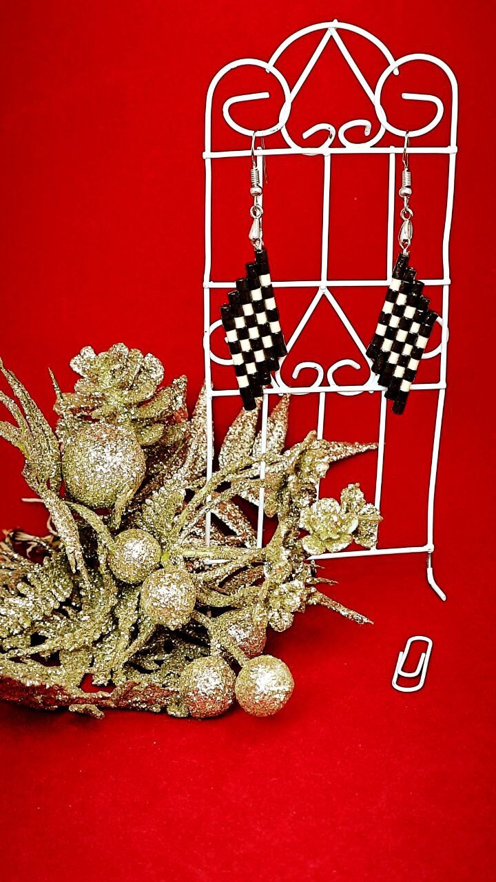 Серьги ромбы квиллинг.