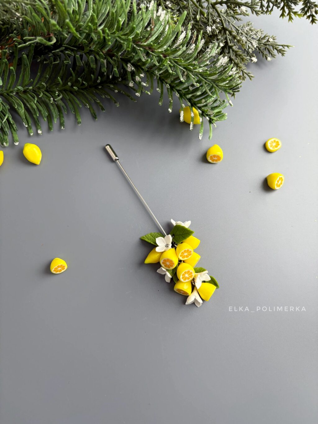 Набор украшений с лимонами из полимерной глины