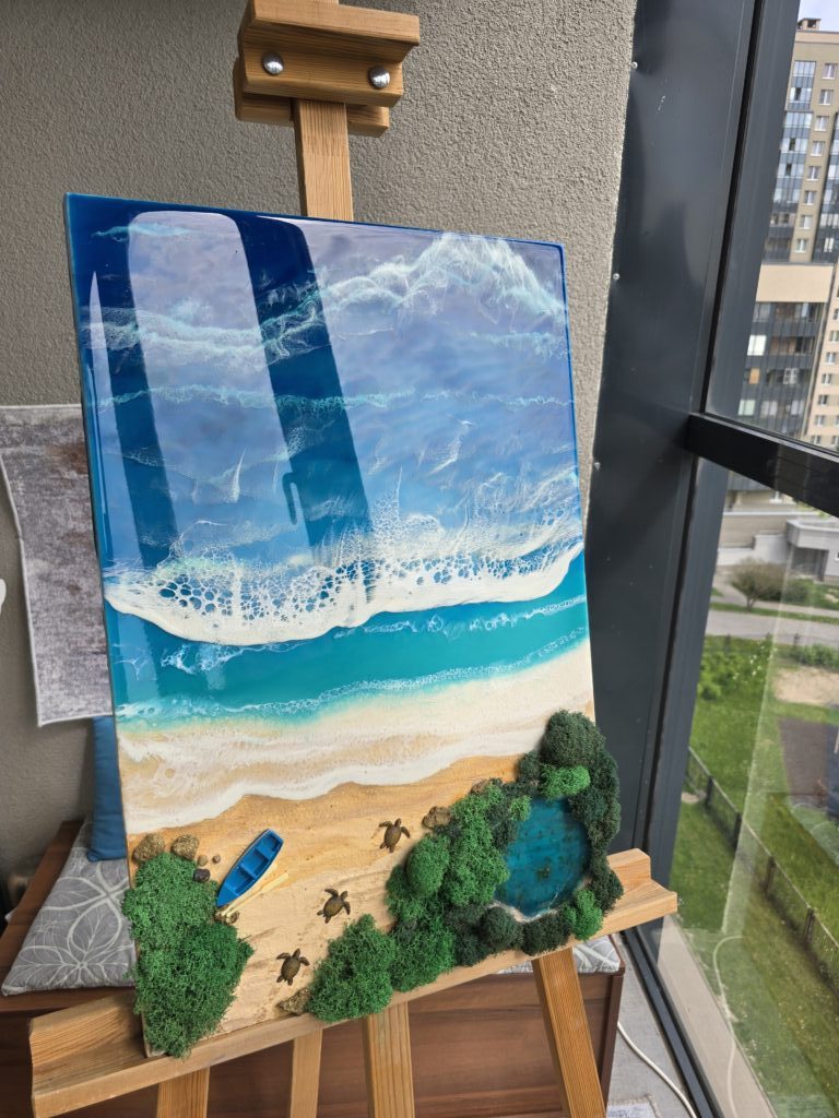 Картина «Уютное побережье» из смолы 40*60см