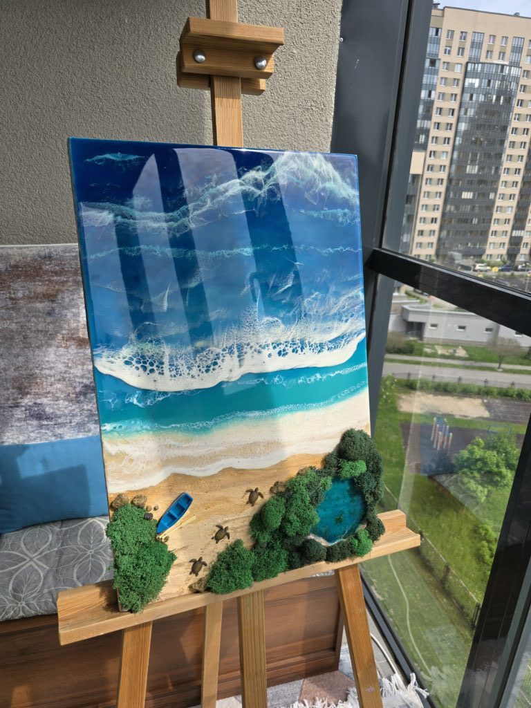 Картина «Уютное побережье» из смолы 40*60см