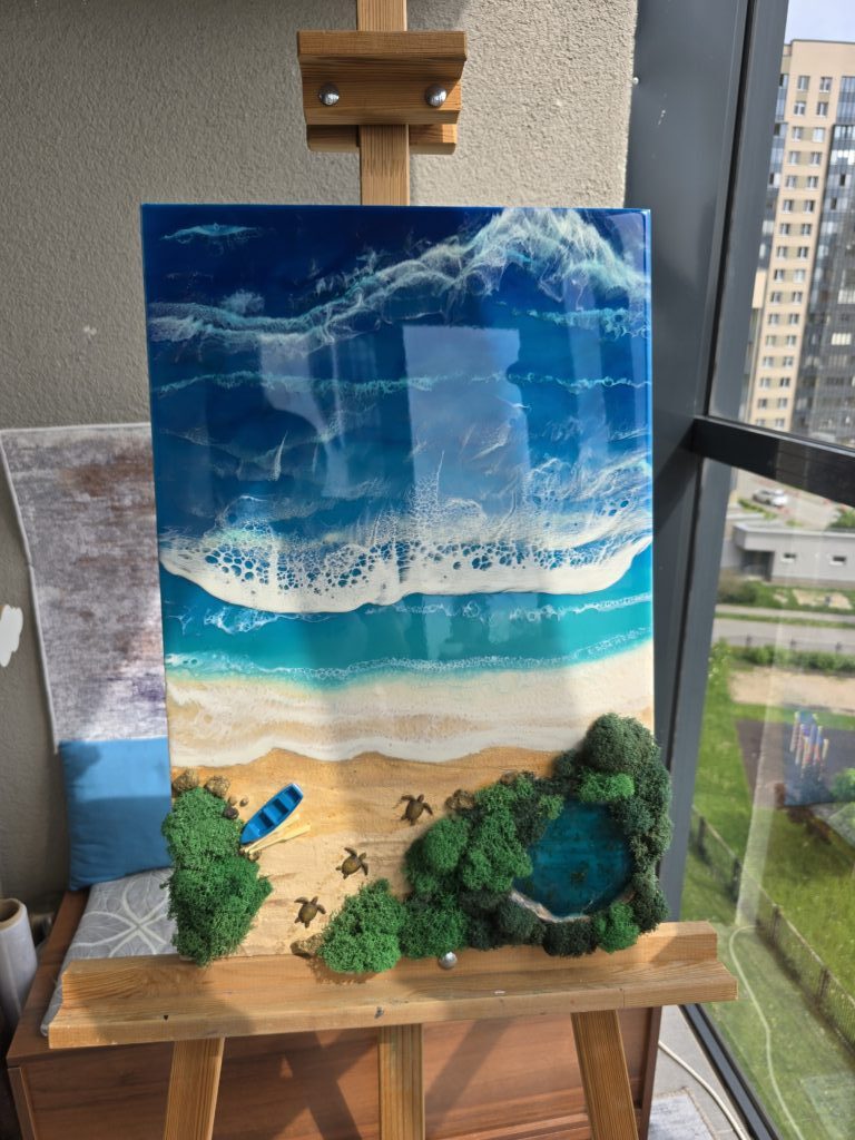 Картина «Уютное побережье» из смолы 40*60см