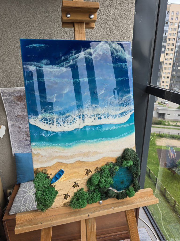 Картина «Уютное побережье» из смолы 40*60см