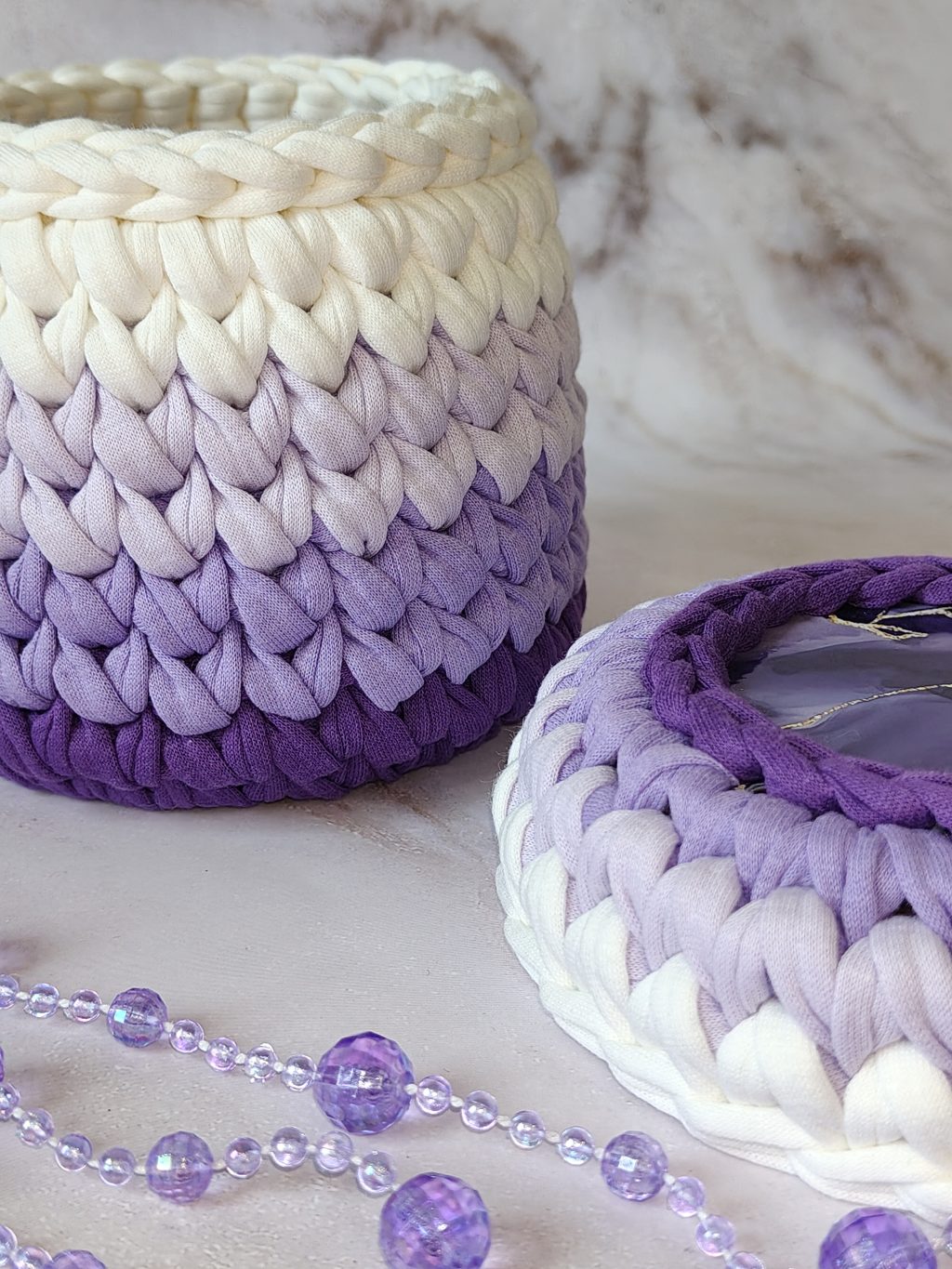 Шкатулка из трикотажной пряжи «Аметист»