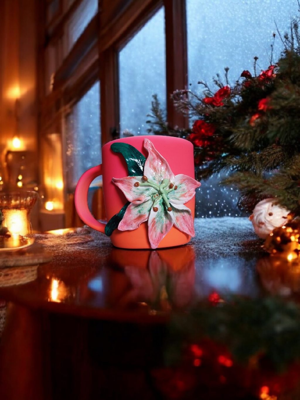 Кружка с декором лилия