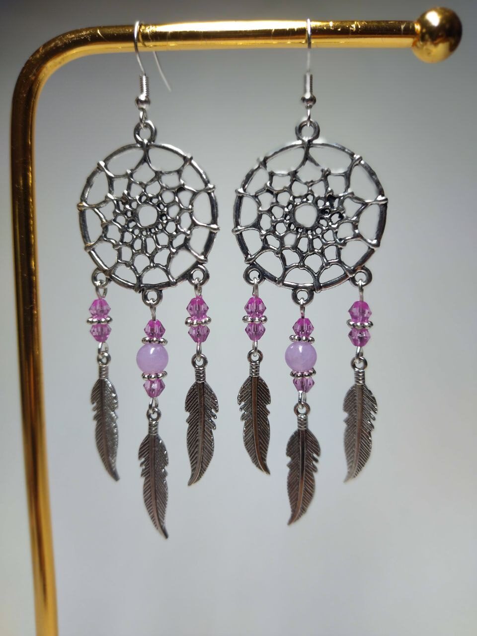 Серьги Ловцы снов розовые