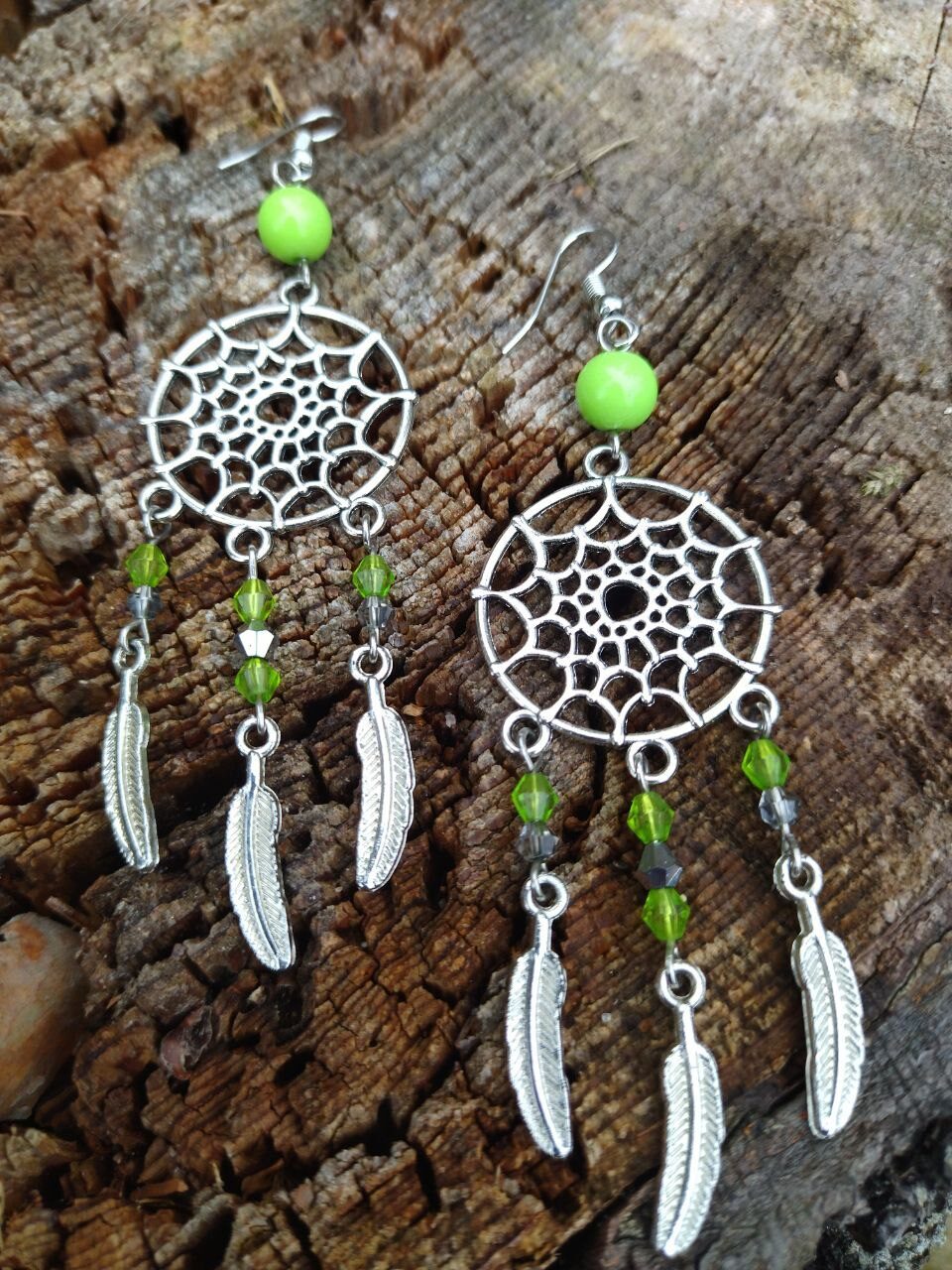 Серьги Ловцы зеленые