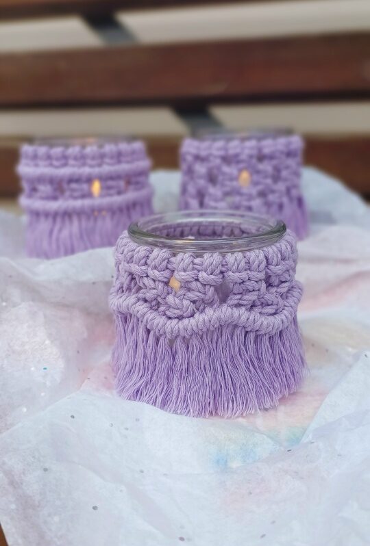 Набор подсвечников в технике макраме