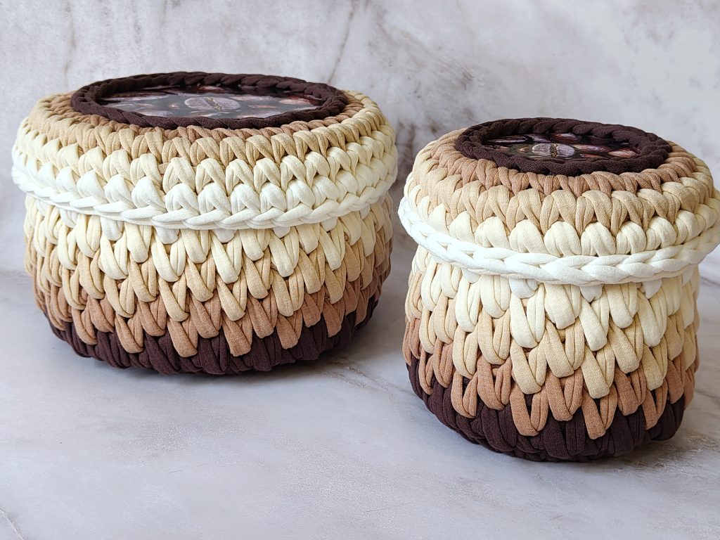 Набор шкатулок из трикотажной пряжи «Кофе»