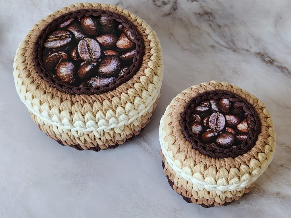 Набор шкатулок из трикотажной пряжи «Кофе»