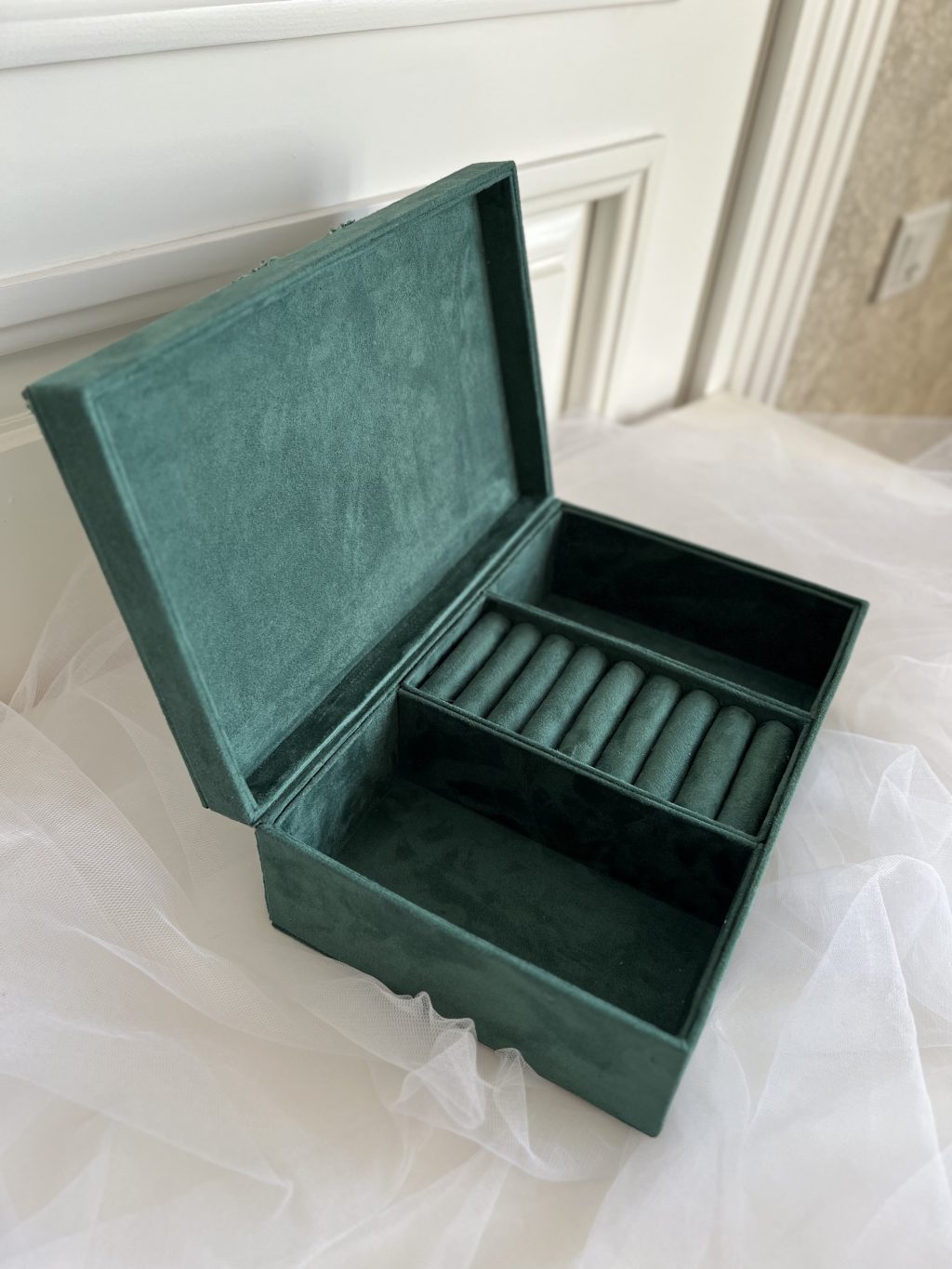 Шкатулка для украшений, изумруд, с бисером, пайетками и кристаллами