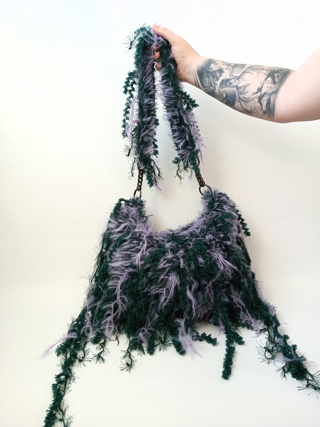 Сумка мох (меховая) изумруд