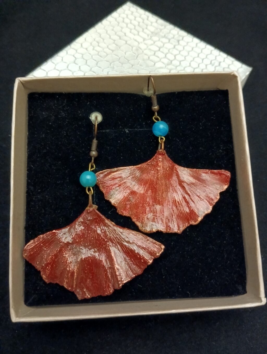 серьги Гинко билоба с агатом