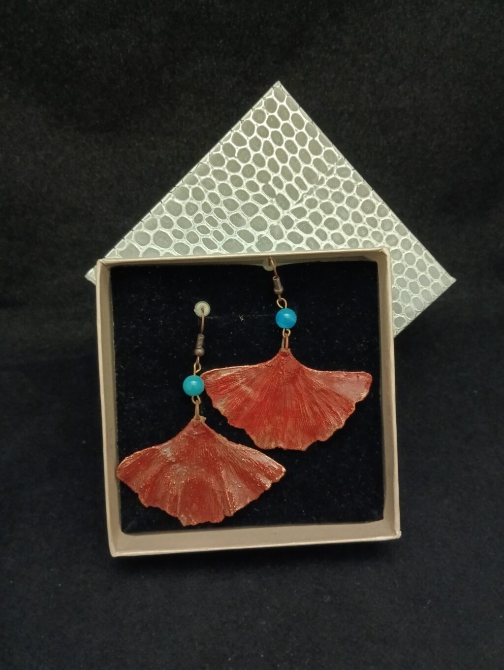 серьги Гинко билоба с агатом