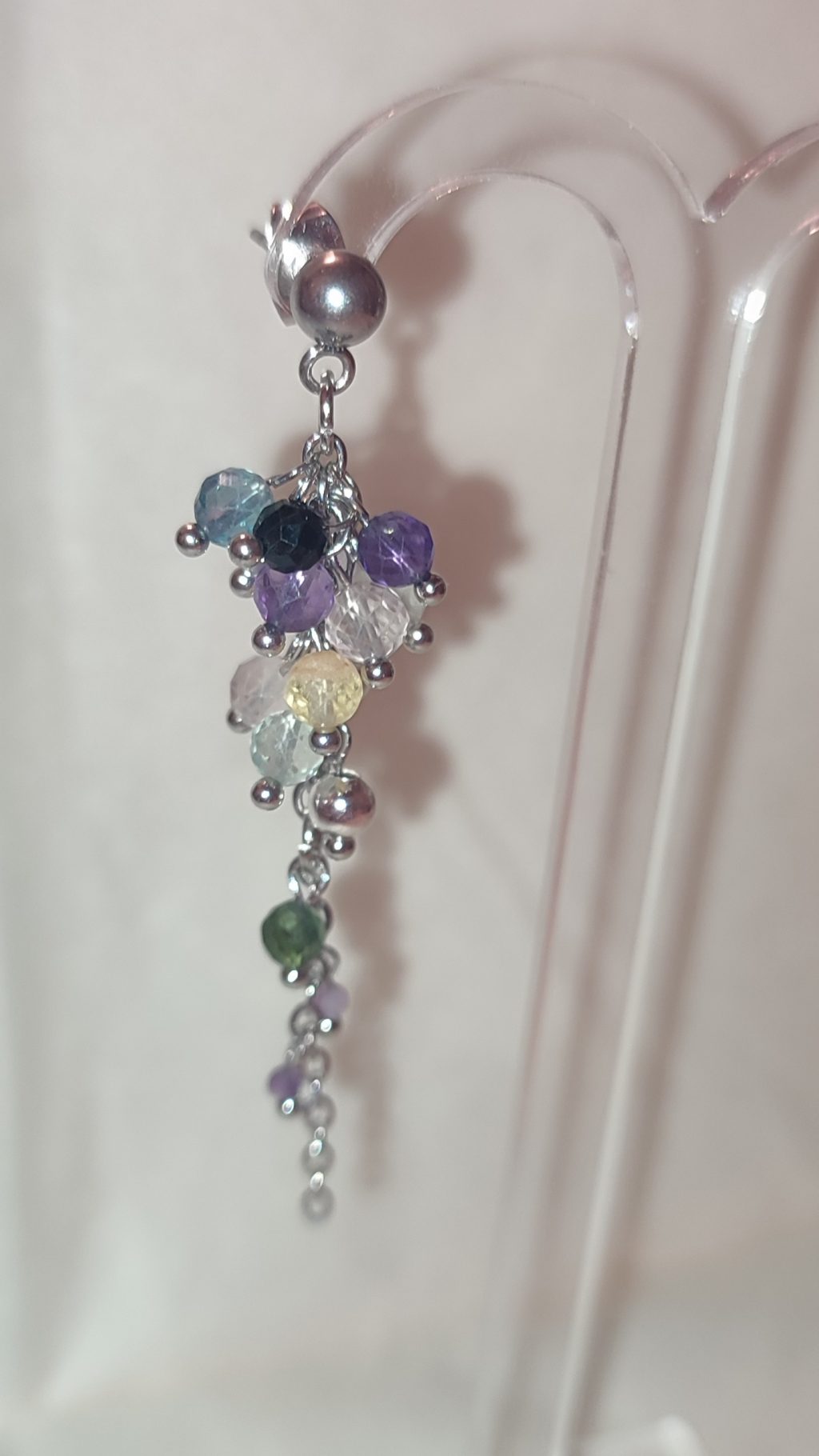 Серьги-гроздья с разноцветными флюоритами