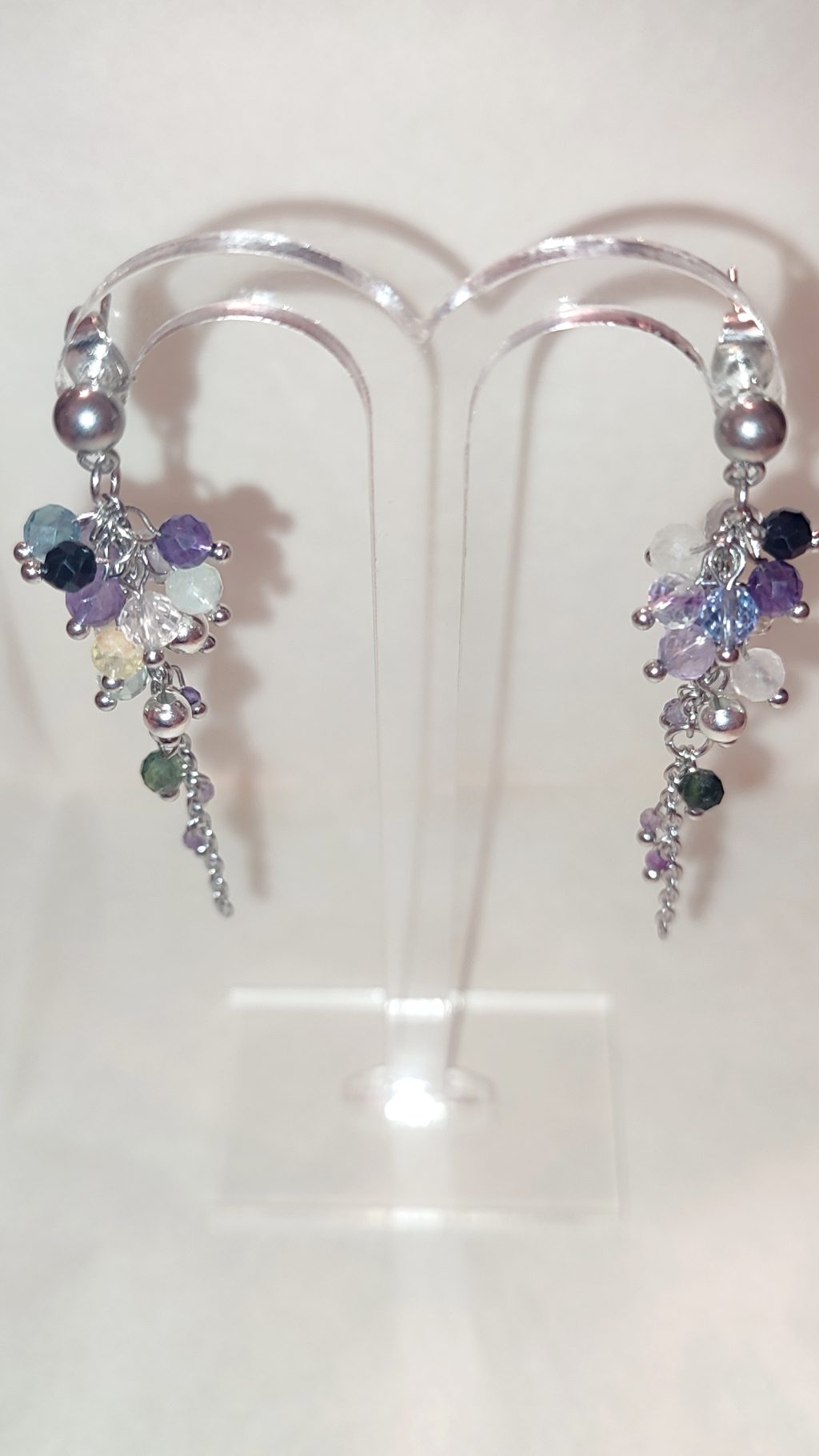 Серьги-гроздья с разноцветными флюоритами