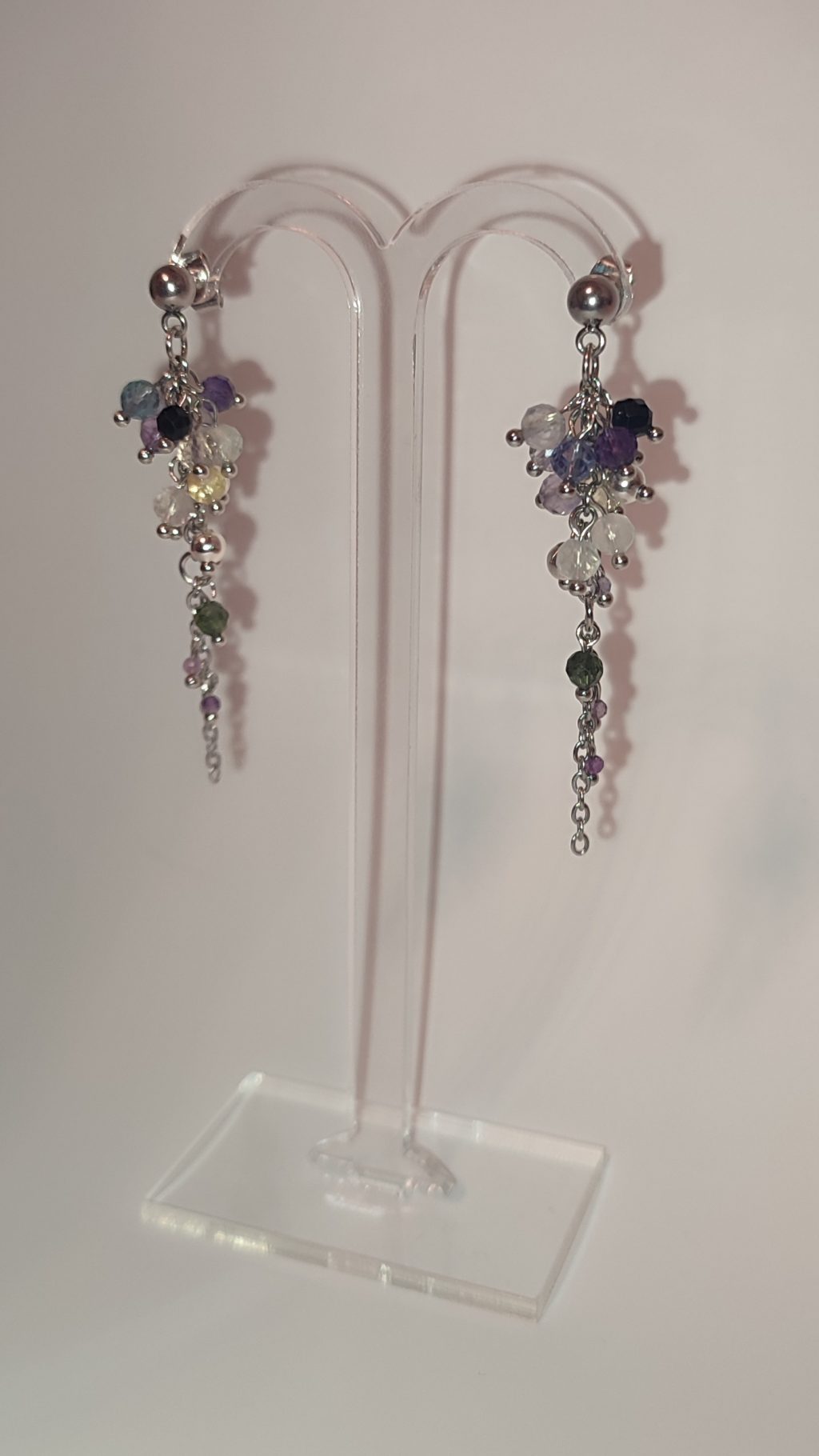 Серьги-гроздья с разноцветными флюоритами