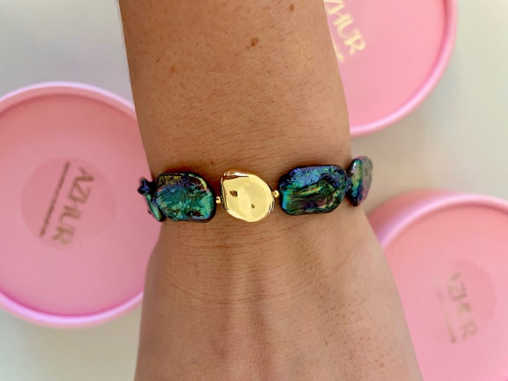 Браслет из натурального черного барочного жемчуга