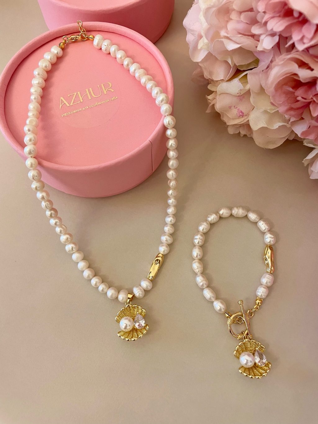 Колье из натурального жемчуга