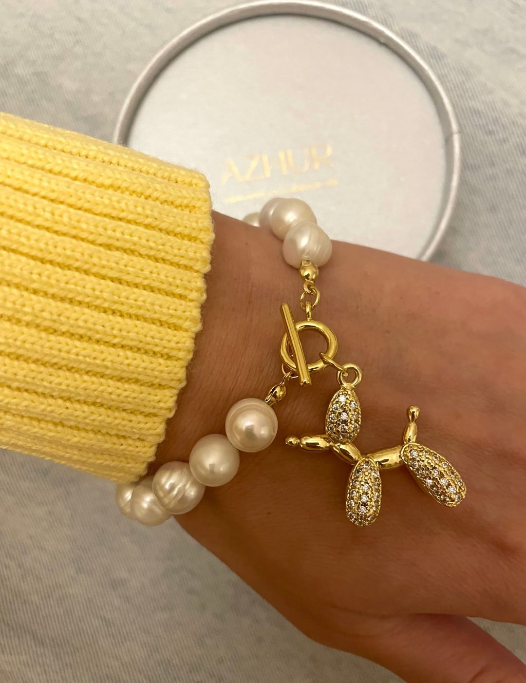 Браслет из натурального жемчуга с подвеской