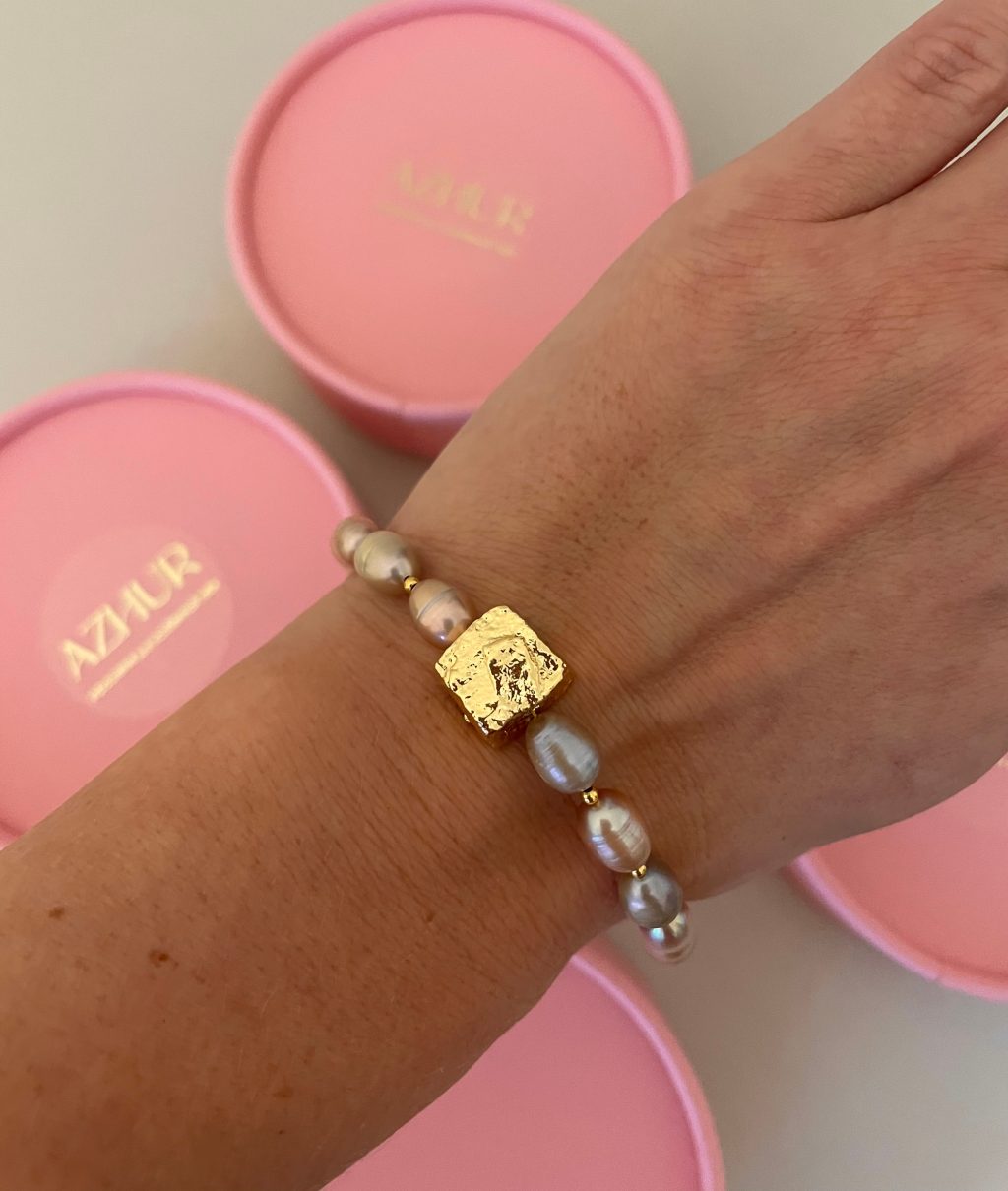 Браслет из натурального розового жемчуга