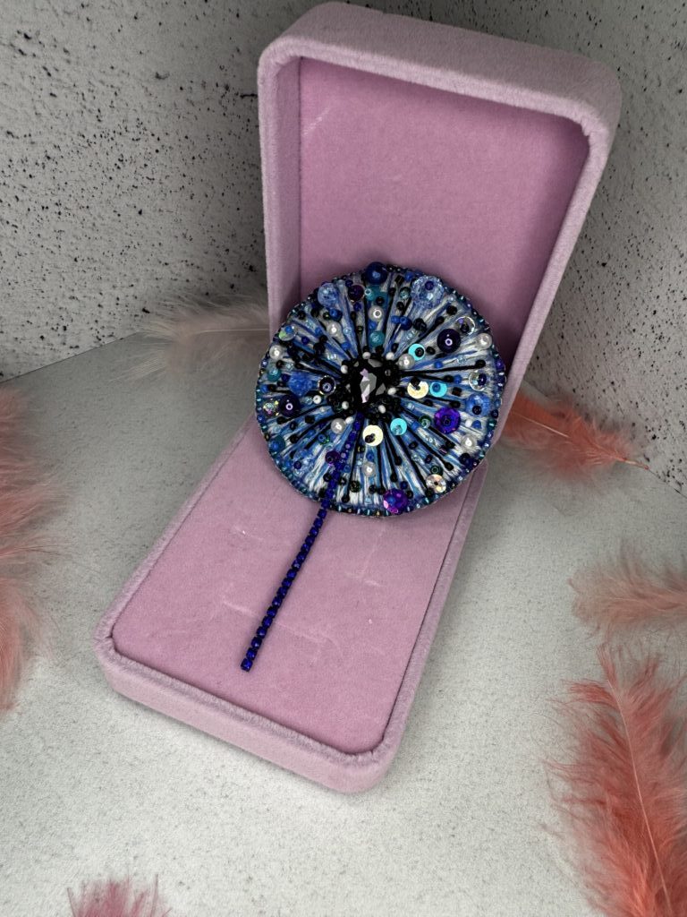 Брошь «Одуванчик» синий