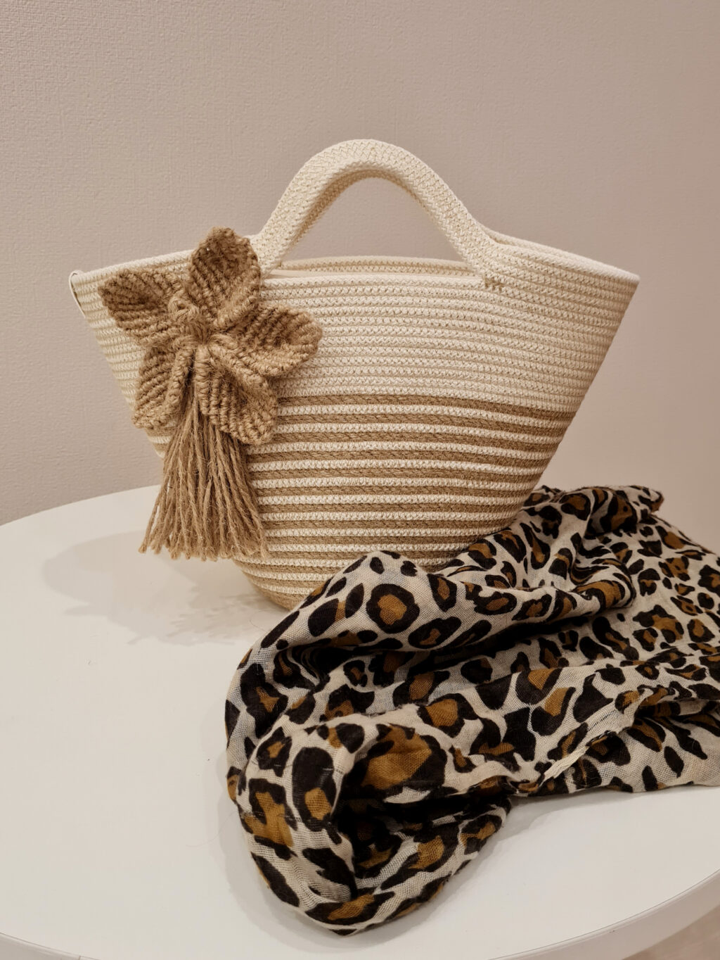 Сумка женская из джута и хлопкового шнура