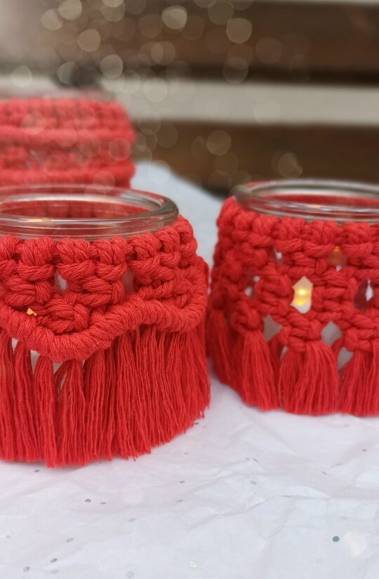 Набор подсвечников в технике макраме