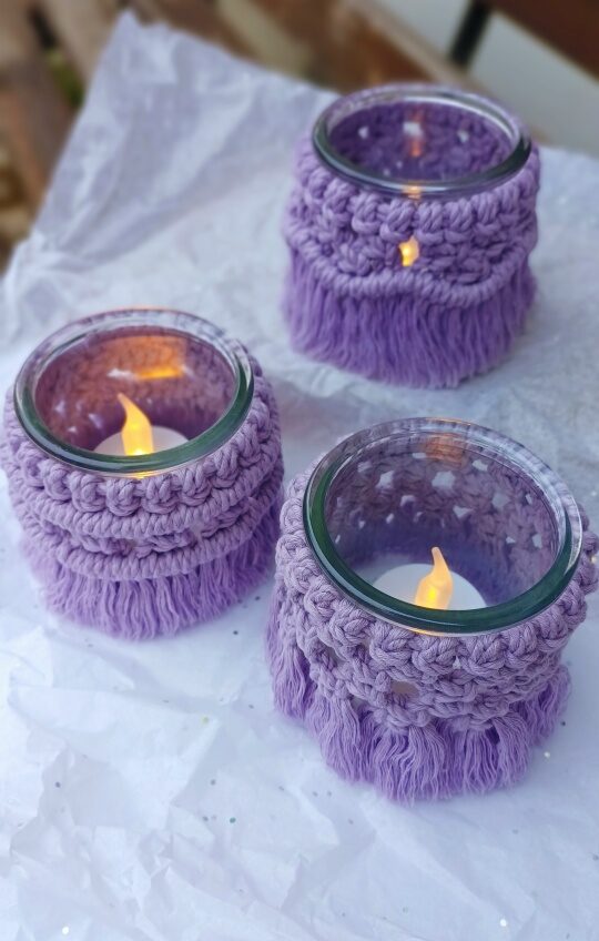 Набор подсвечников в технике макраме