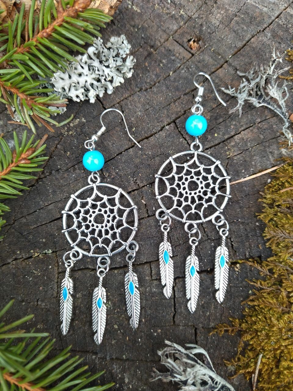 Серьги Ловцы бирюзовые