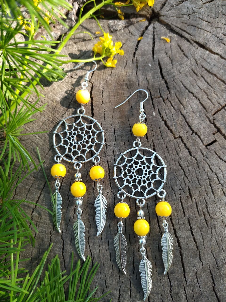 Серьги Ловцы желтые