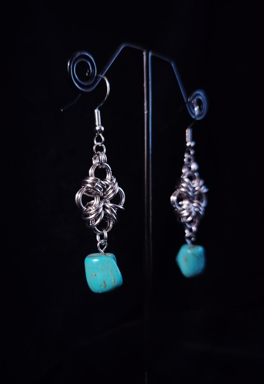 ПЕЧАТЬ ЦАРИЦЫ. кольчужные серьги с бирюзой