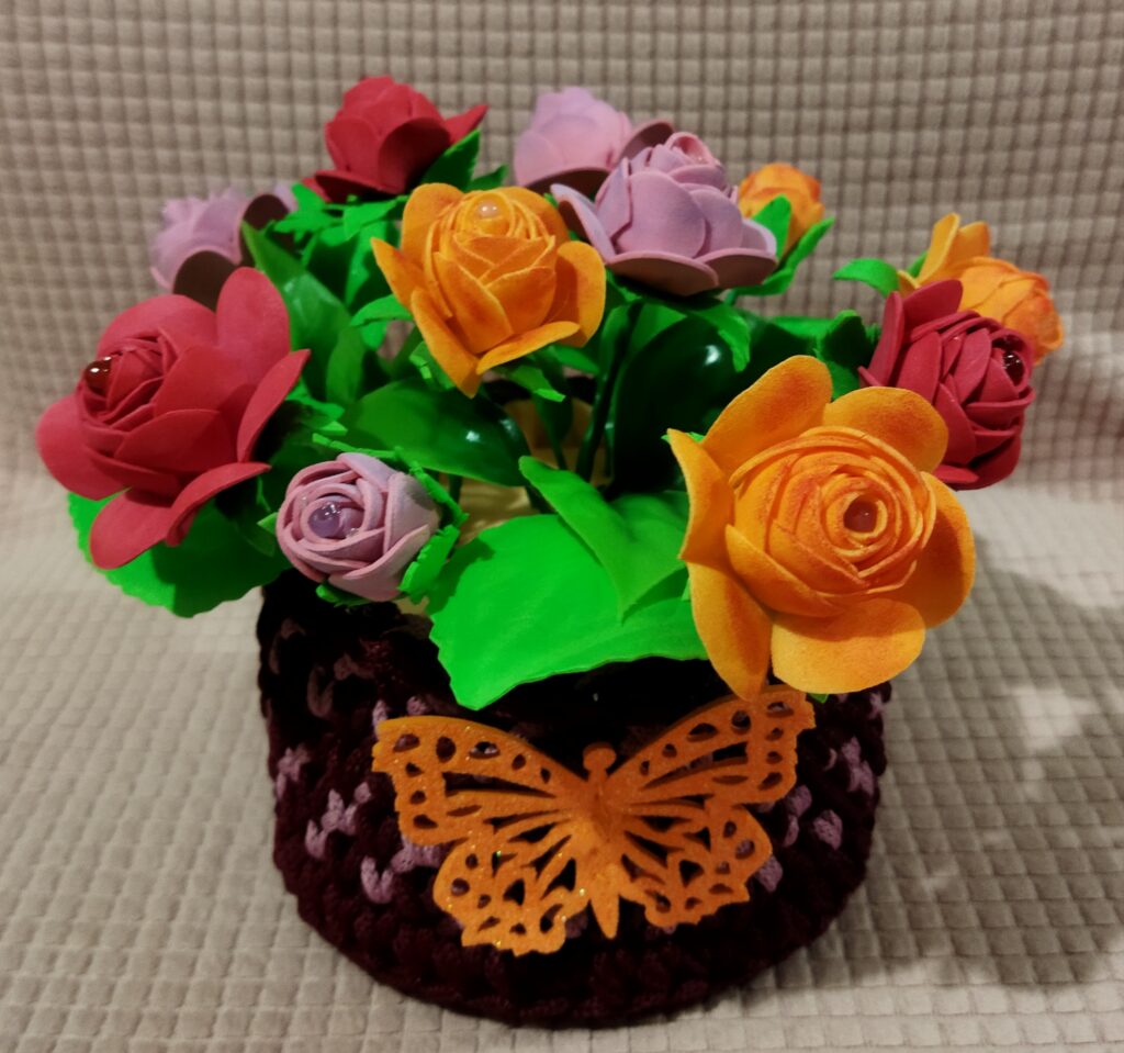 Цветочная корзинка интерьерная «Розочки»