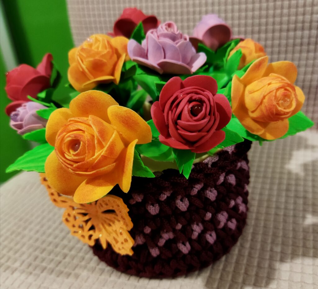 Цветочная корзинка интерьерная «Розочки»