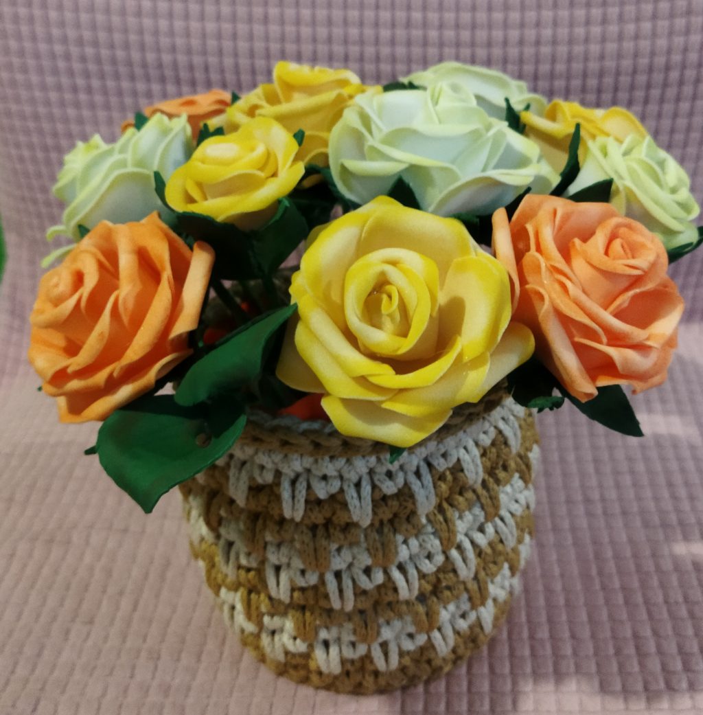 Цветочная корзинка интерьерная «Розы»