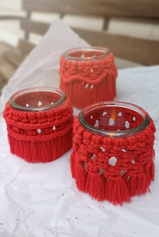 Набор подсвечников в технике макраме