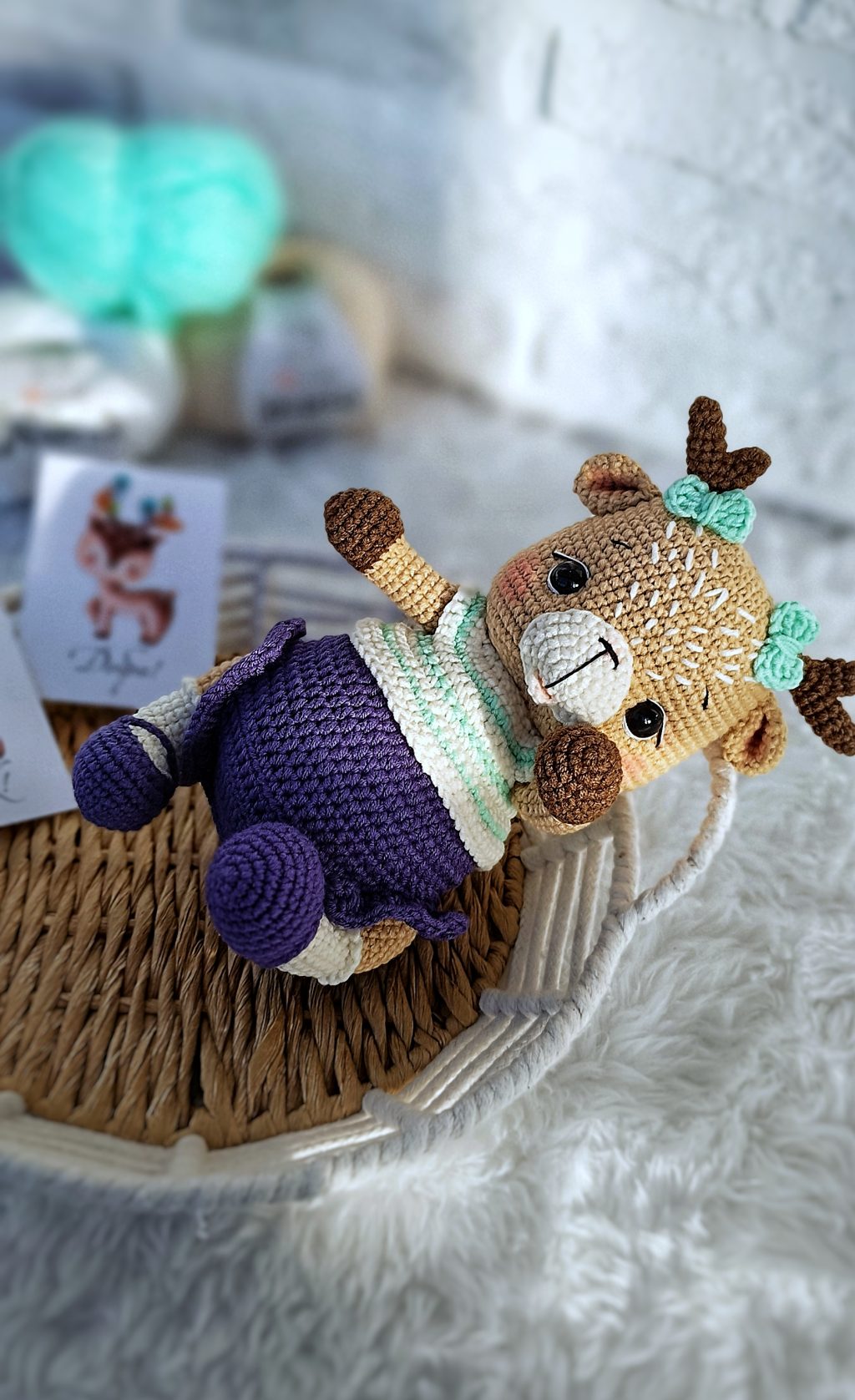Игрушка в подарок вязаная ручной работы «Оленята»