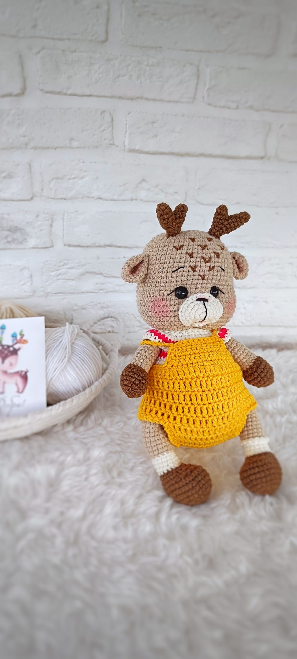 Игрушка в подарок вязаная ручной работы «Оленята»
