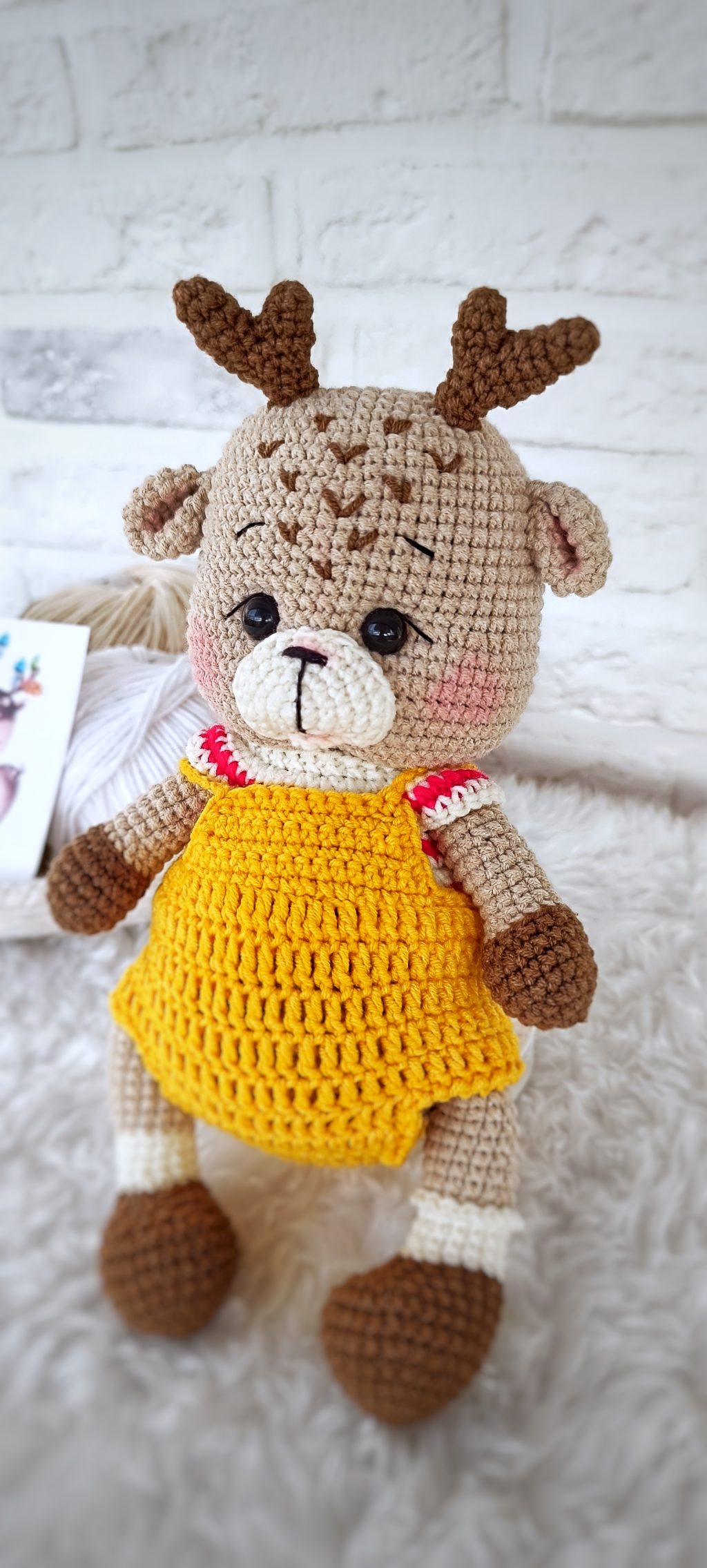 Игрушка в подарок вязаная ручной работы «Оленята»