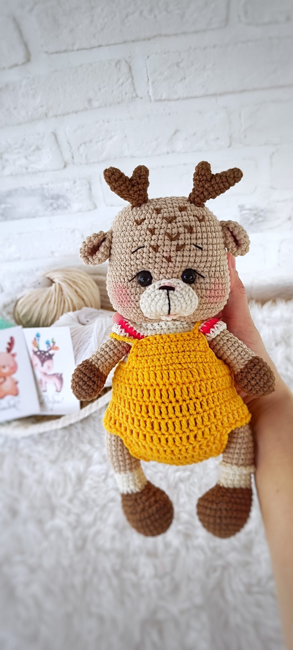 Игрушка в подарок вязаная ручной работы «Оленята»