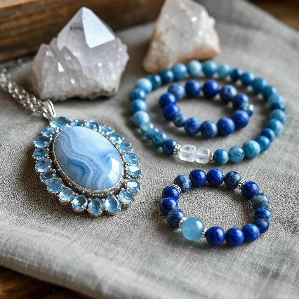 Голубой агат: с какими камнями сочетается — полное руководство по совместимости