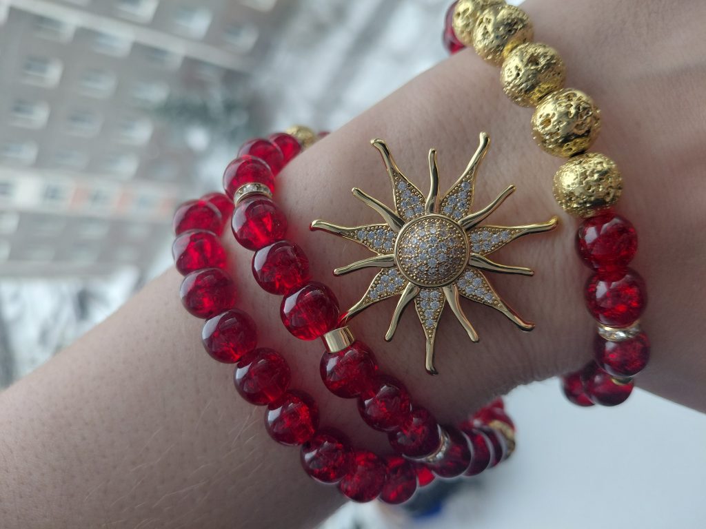 Набор (чокер с браслетом) «Красное солнце»