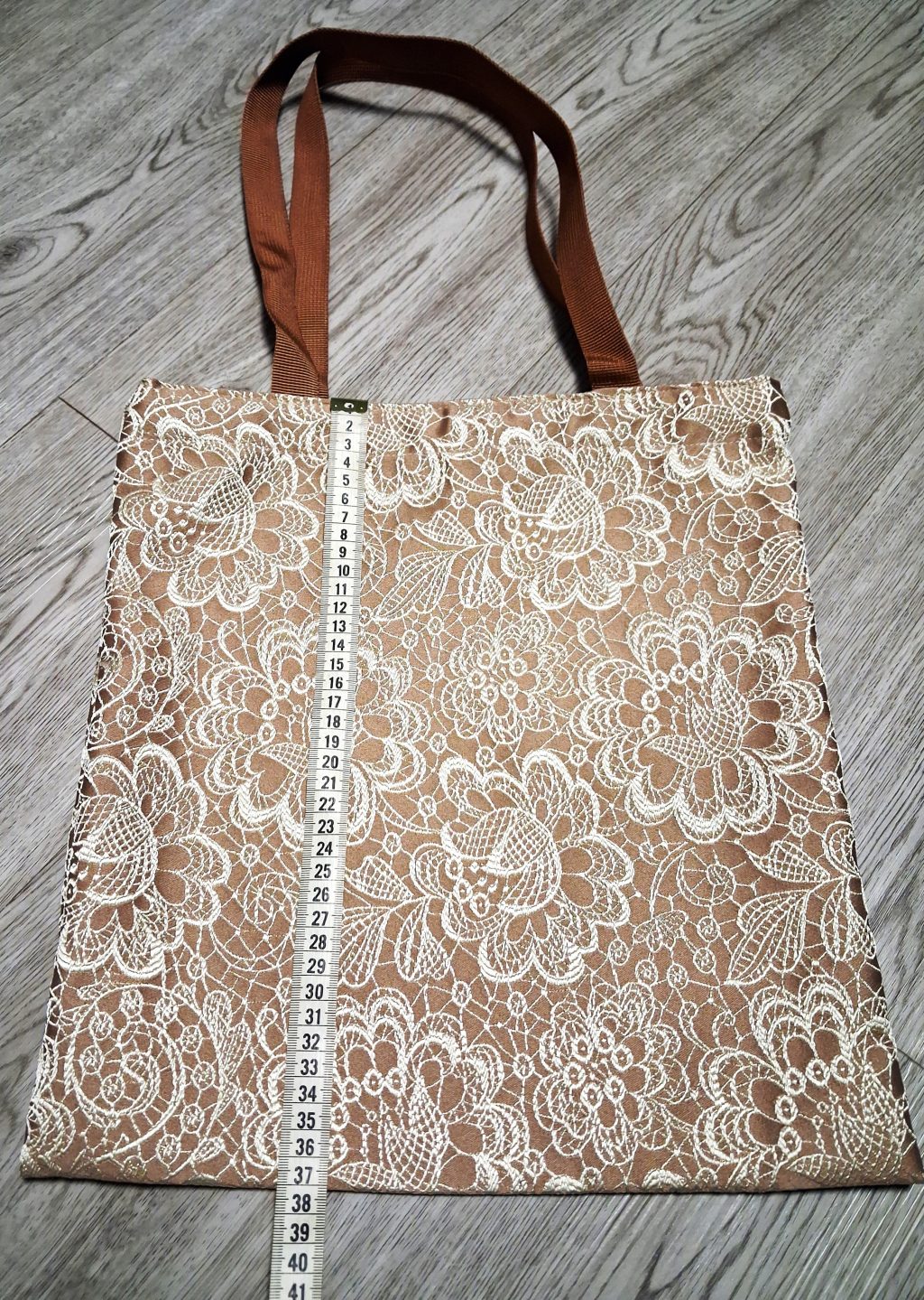 Сумка шоппер с имитацией вышивки кремовая