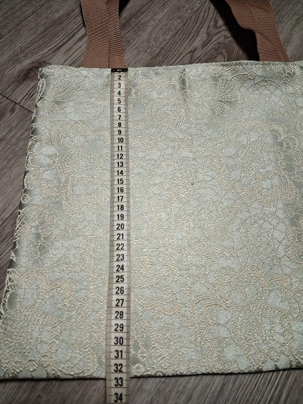 Сумка шоппер с имитацией вышивки бирюзовая