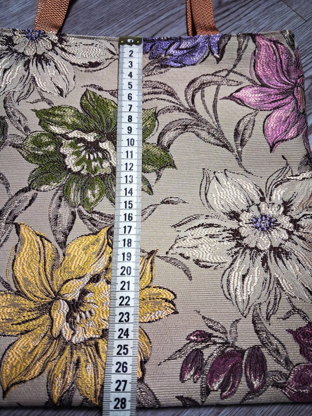 Сумка шоппер тканевая жаккардовая с цветами