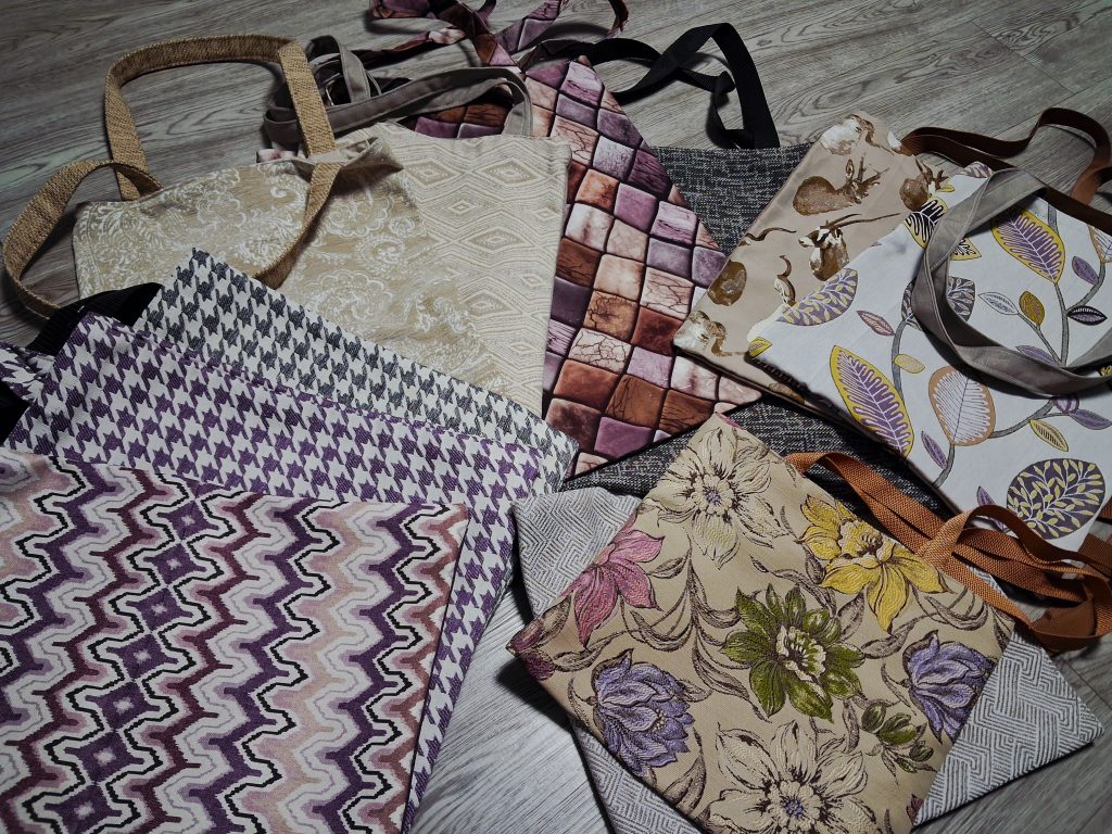 Сумка шоппер тканевая жаккардовая с цветами