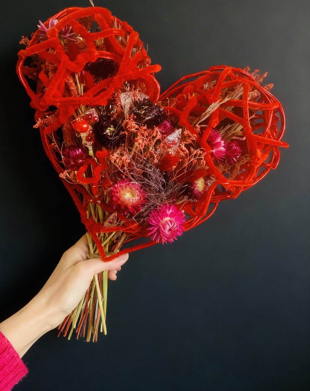 Валентинка, букет из сухоцветов