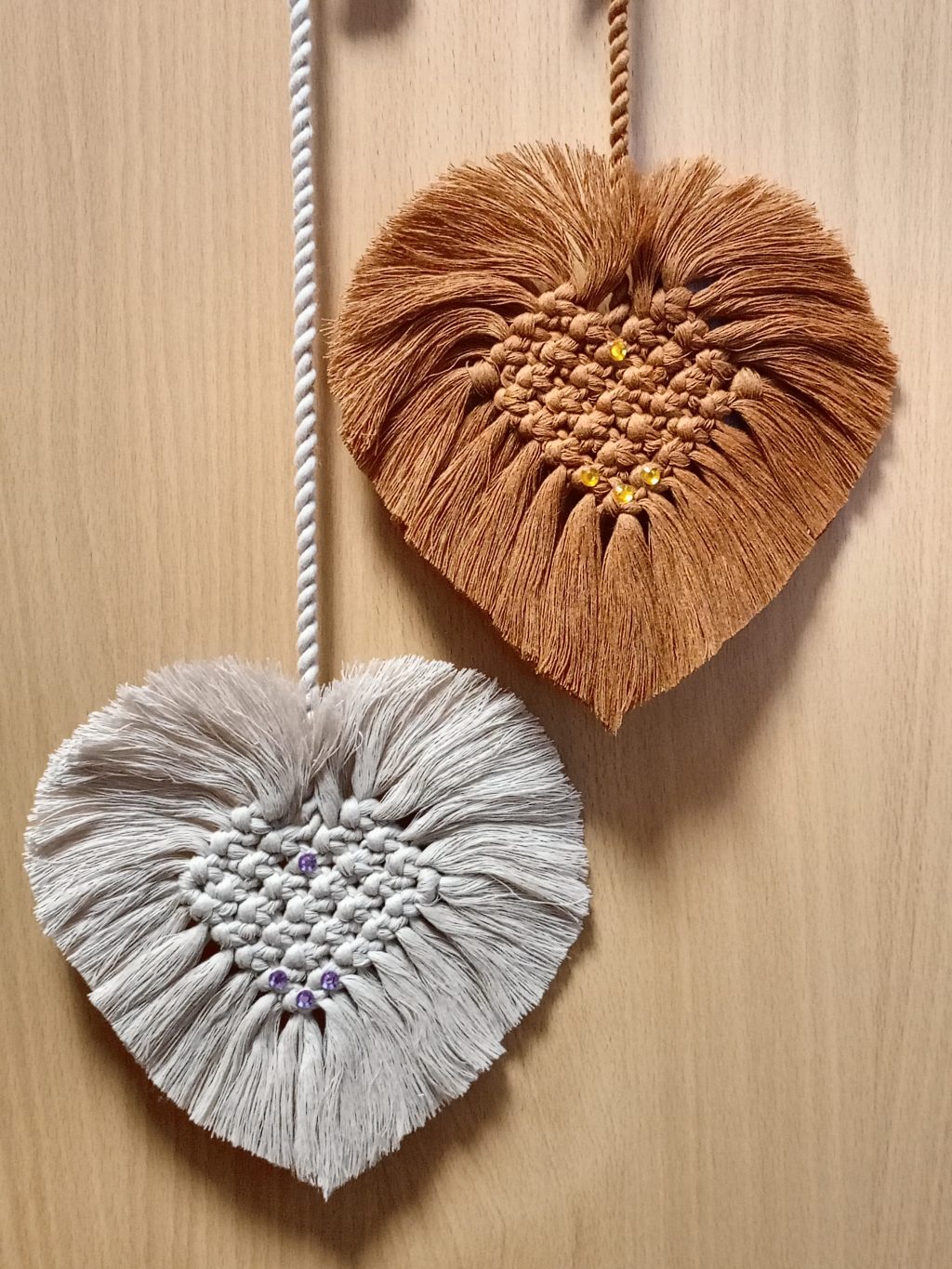 Макраме панно Два Сердца