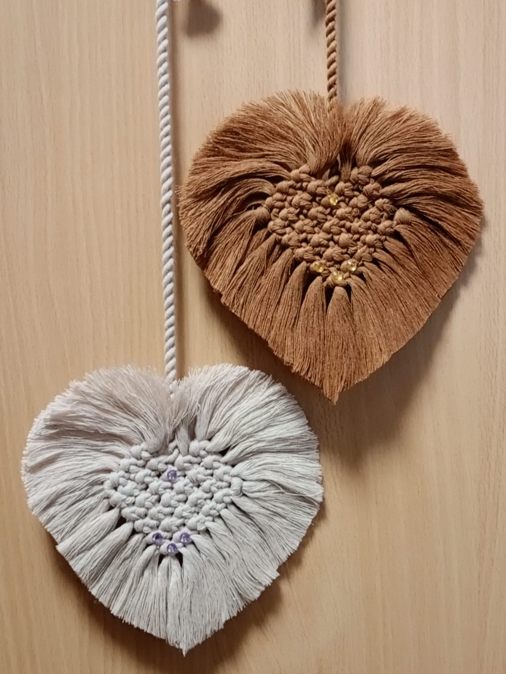 Макраме панно Два Сердца